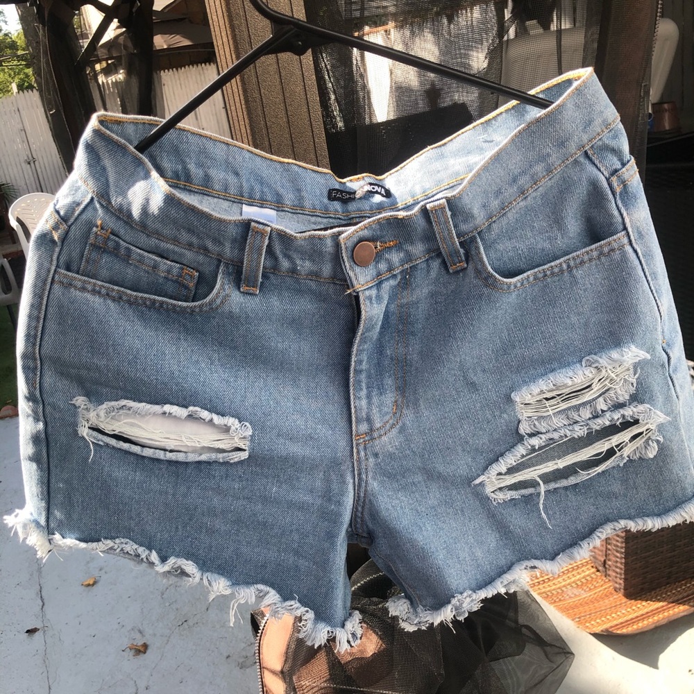 Ripped Denim Shorts